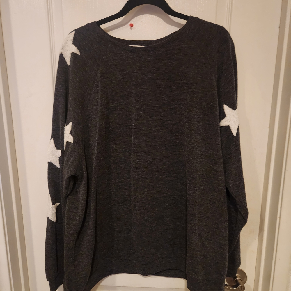 Easel Charcoal Sweater with White Star Accents